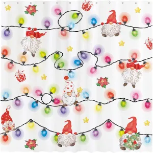 Allenjoy 72" x 72" Christmas Gnomes Shower Curtain Set Merry Xmas Cute Funny Bathroom Bathtubs Decor Easy Care Machine Washable Durable Polyester Fabric