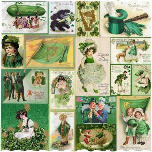 Allenjoy 72" x 72" Vintage St. Patrick's Day Patchwork Shower Curtain Cute Green Clover Irish Shamrock Leaf Spring Festival Bath Bathtub Decoration Decor Durable Easy Care Washable