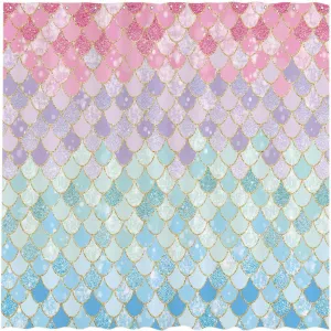 Allenjoy 72"x72" Mermaid Scales Shower Curtain for Bathroom Ocean Under The Sea Pink and Blue Girl Home Bath Decors Durable Waterproof Fabric (NO Glitter) Machine Washable