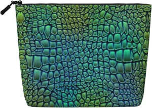 Alligator Skin Print Toiletry Pouch for Women Single-layer Makeup Bag Travel Essentials Cosmetic Zippered