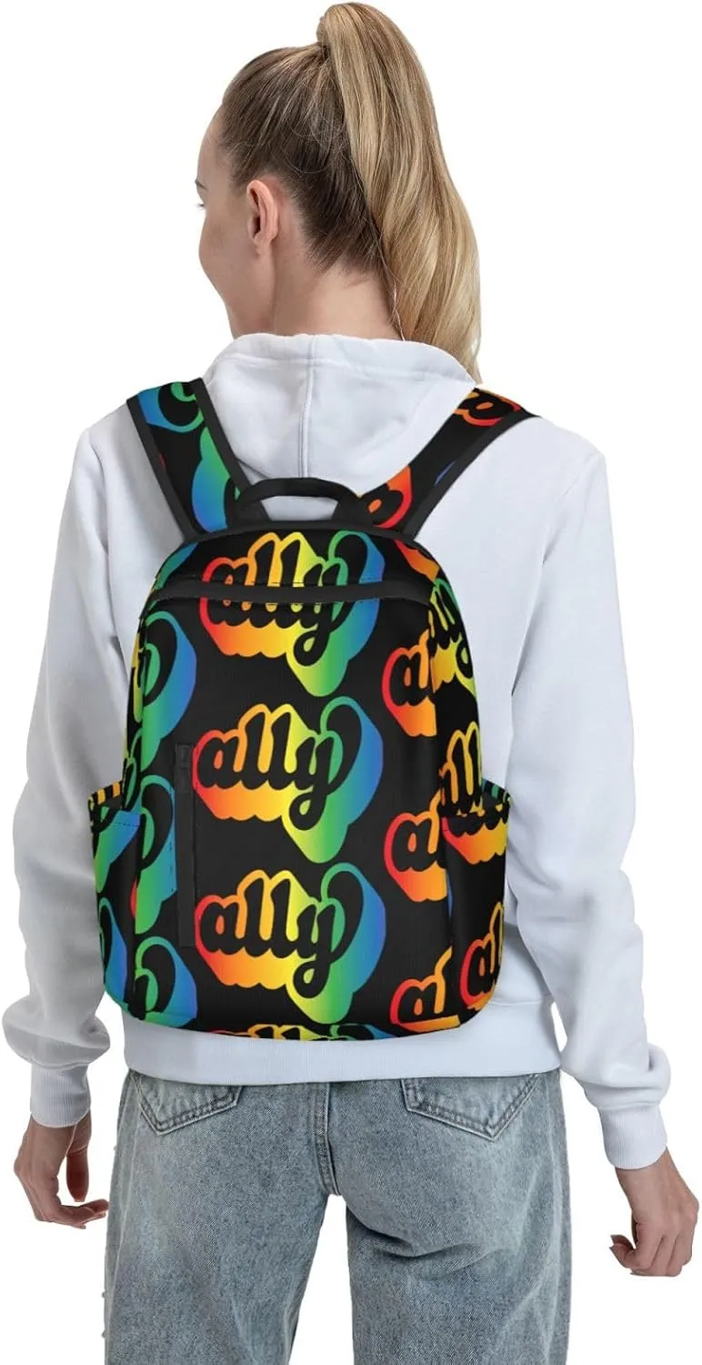 Ally LGBT Rainbow Gay Pride Travel Laptop Backpack Casual Backpacks Double Shoulder Daypack Notebook Rucksack Work Bags Sports Bag for Gym Hiking Camping Beach