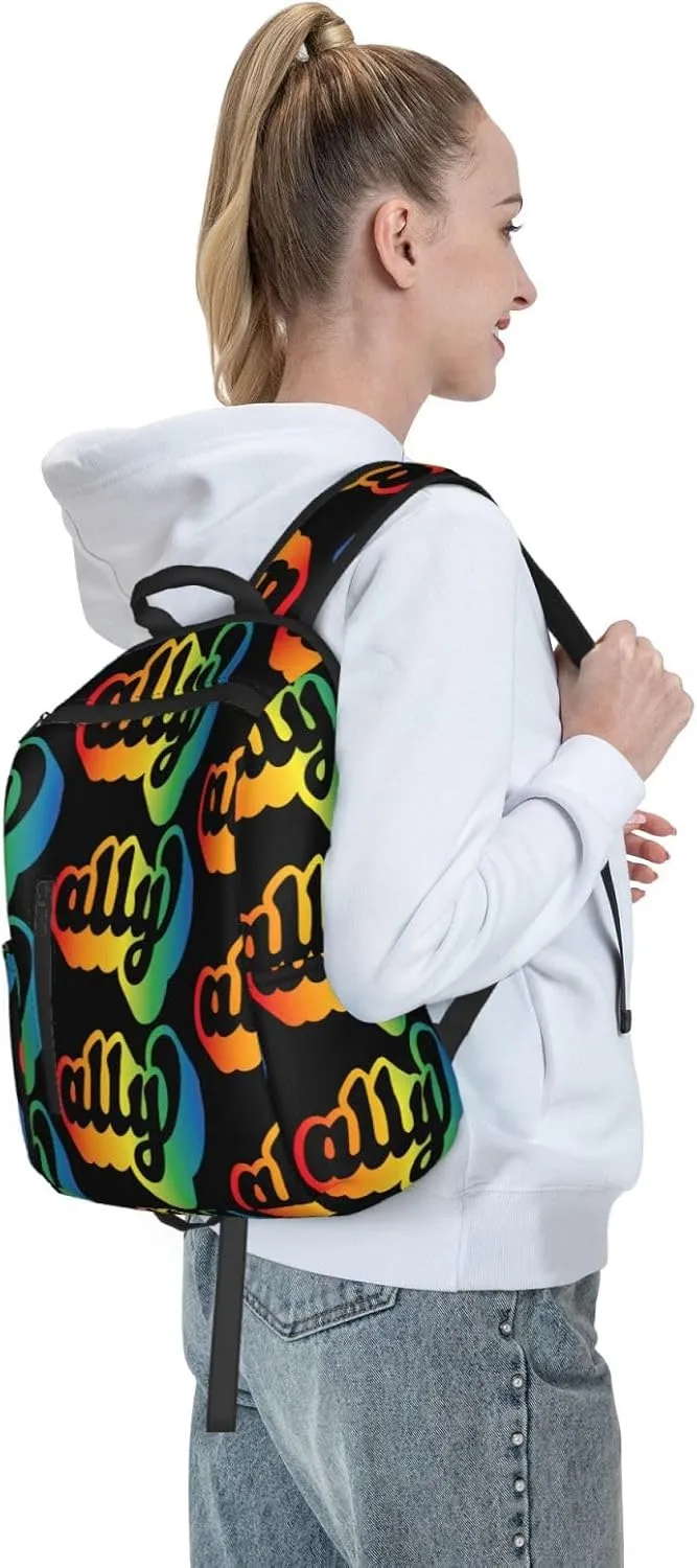 Ally LGBT Rainbow Gay Pride Travel Laptop Backpack Casual Backpacks Double Shoulder Daypack Notebook Rucksack Work Bags Sports Bag for Gym Hiking Camping Beach