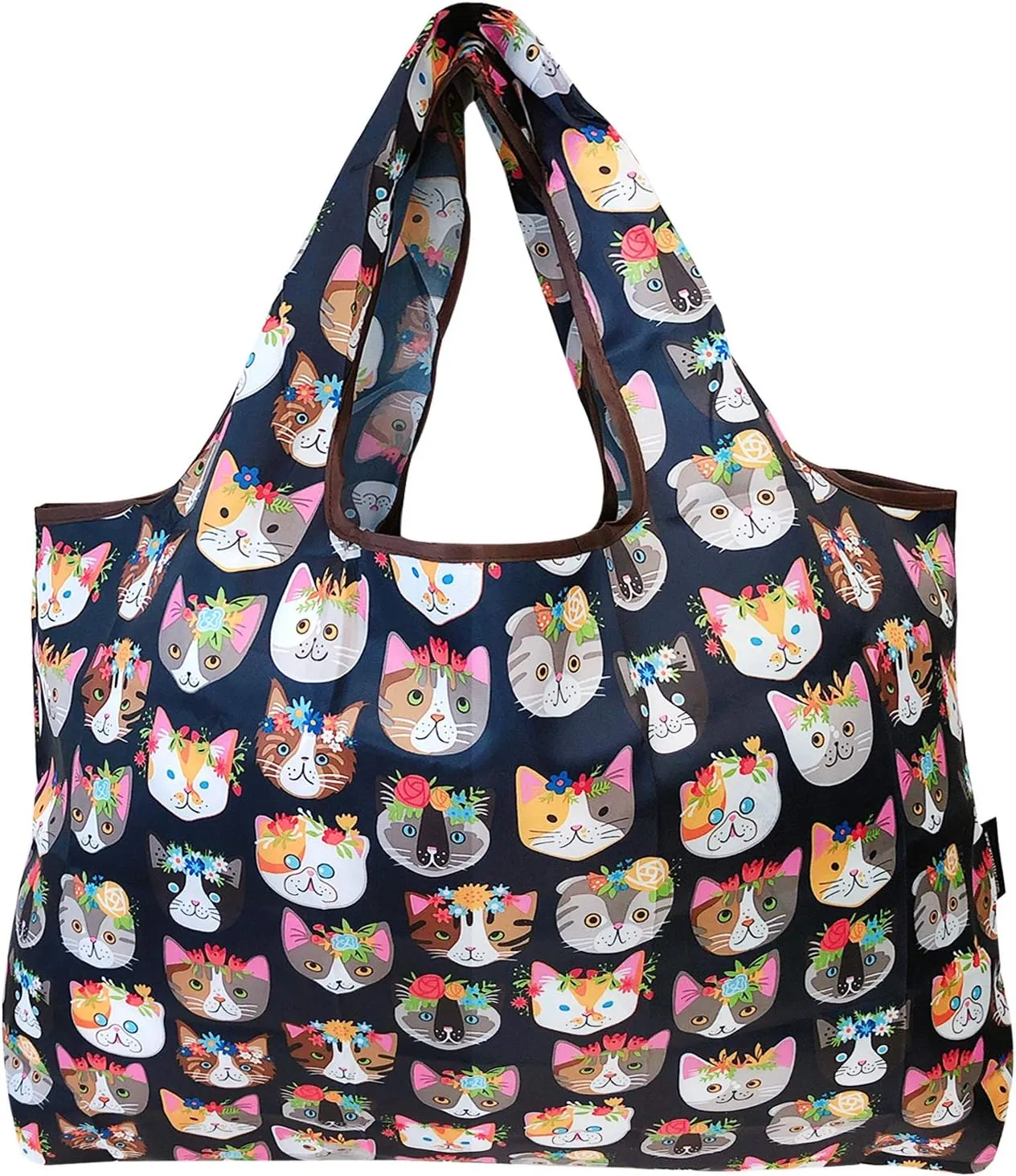 allydrew Large Foldable Tote Nylon Reusable Grocery Bags, 5 Pack