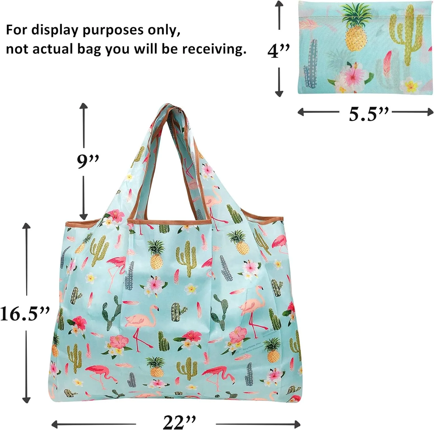 allydrew Large Foldable Tote Nylon Reusable Grocery Bags, 5 Pack