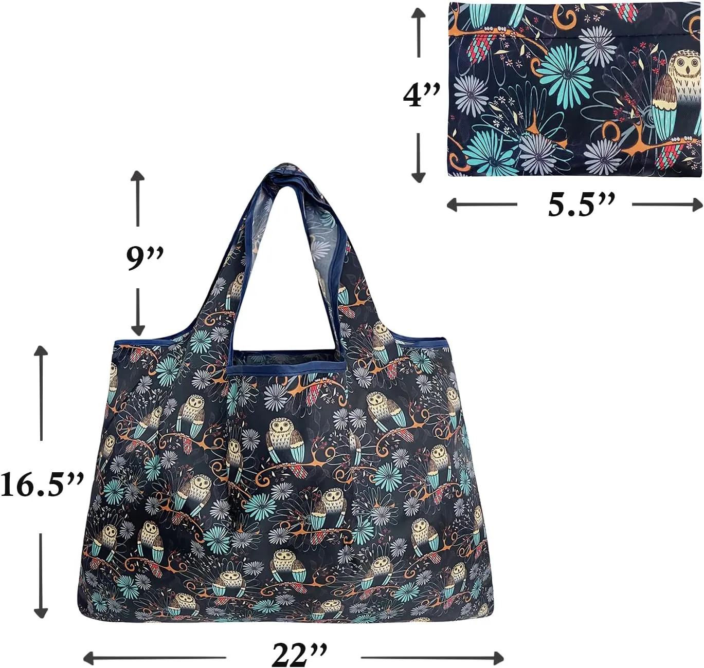 allydrew Large Foldable Tote Nylon Reusable Grocery Bags, 5 Pack
