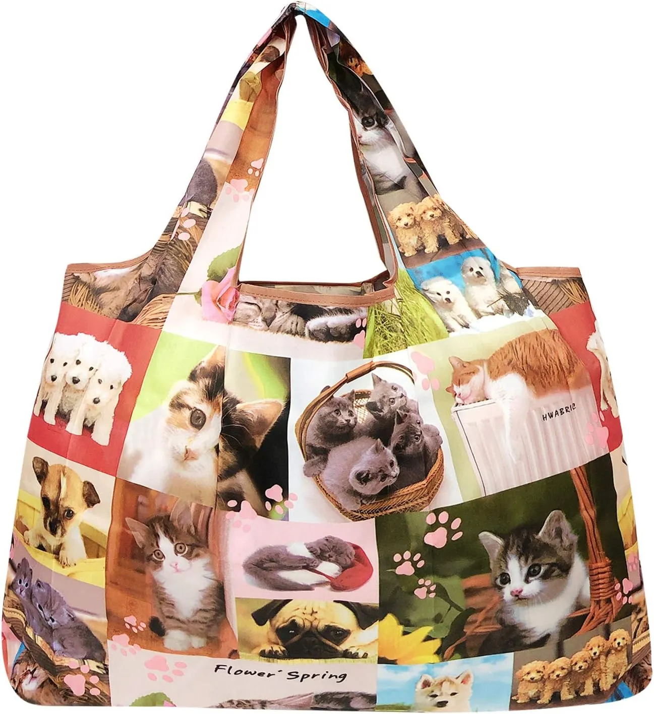 allydrew Large Foldable Tote Nylon Reusable Grocery Bags, 5 Pack