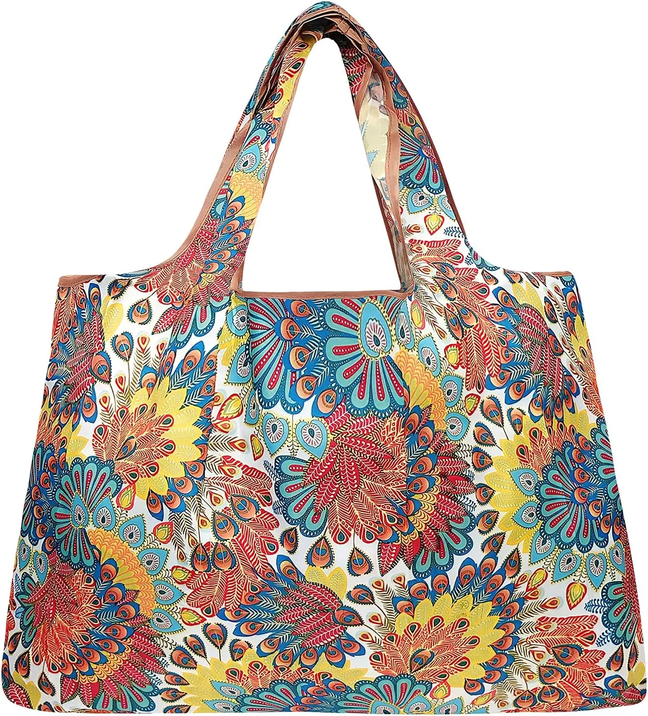 allydrew Large Foldable Tote Nylon Reusable Grocery Bags, 5 Pack