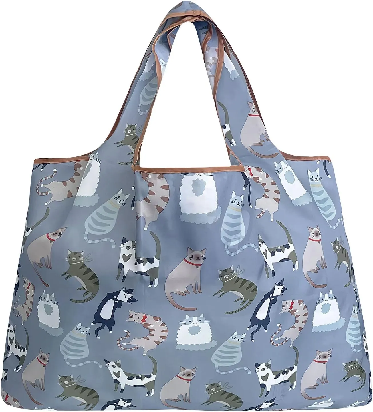 allydrew Large Foldable Tote Nylon Reusable Grocery Bags, 5 Pack