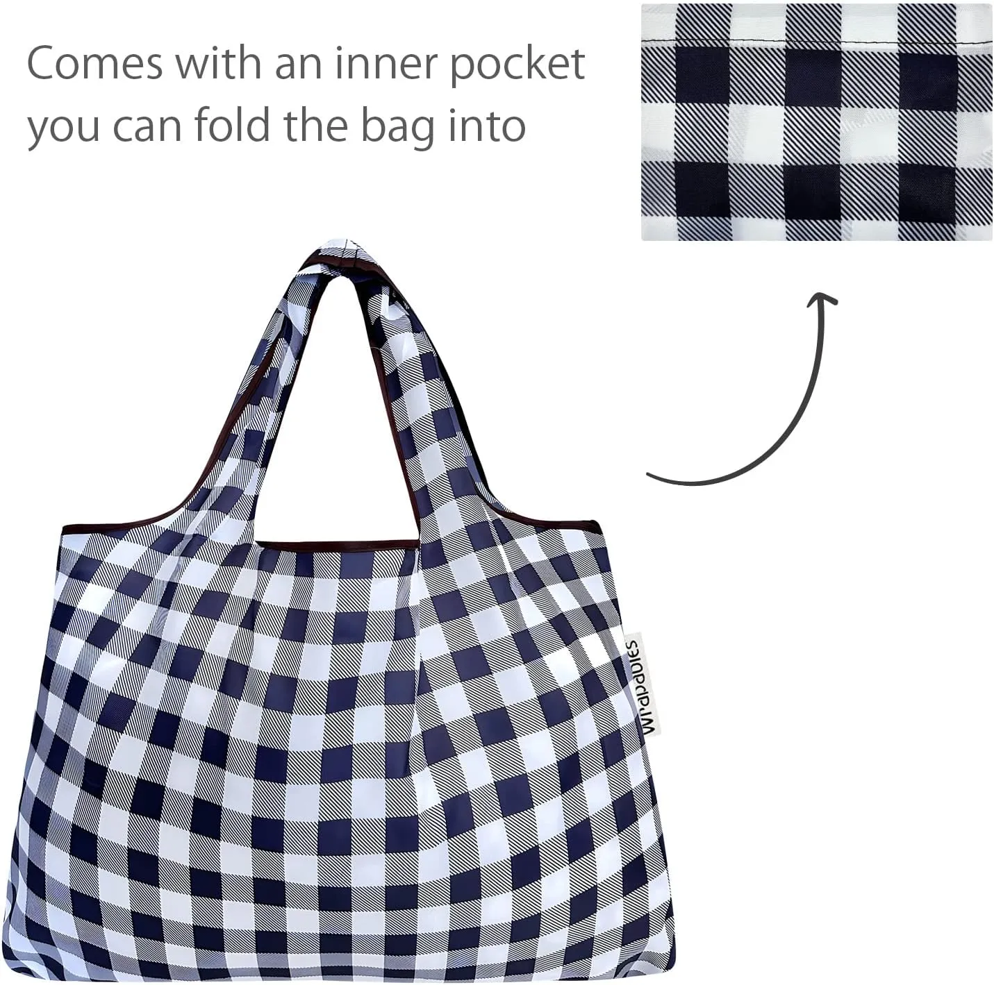 allydrew P73983 Large & Small Foldable Tote Nylon Reusable Grocery Bags, Set of 2