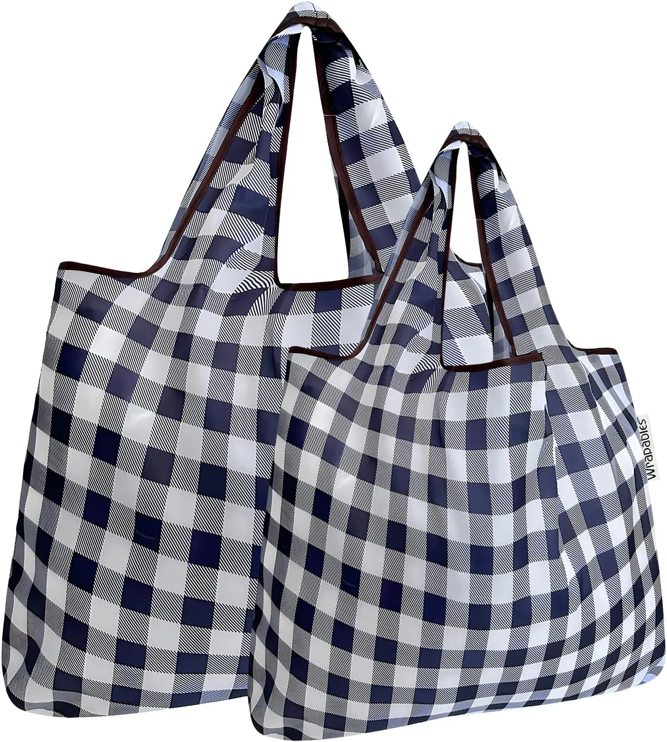 allydrew P73983 Large & Small Foldable Tote Nylon Reusable Grocery Bags, Set of 2