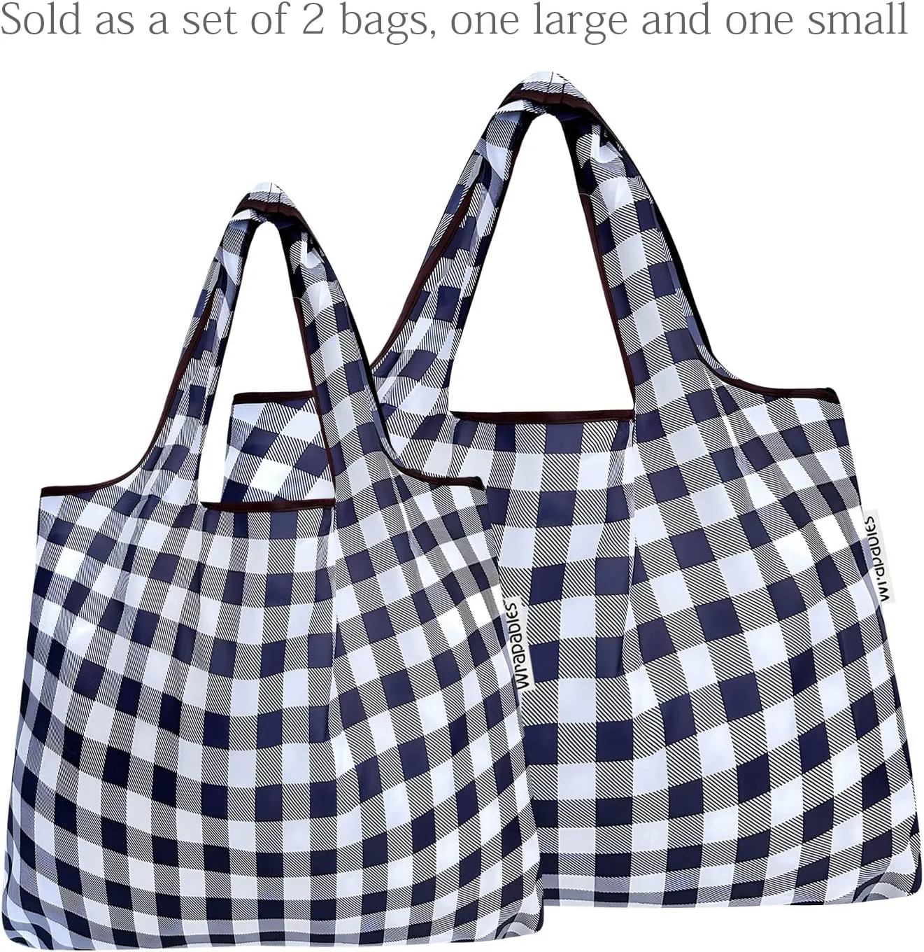 allydrew P73983 Large & Small Foldable Tote Nylon Reusable Grocery Bags, Set of 2