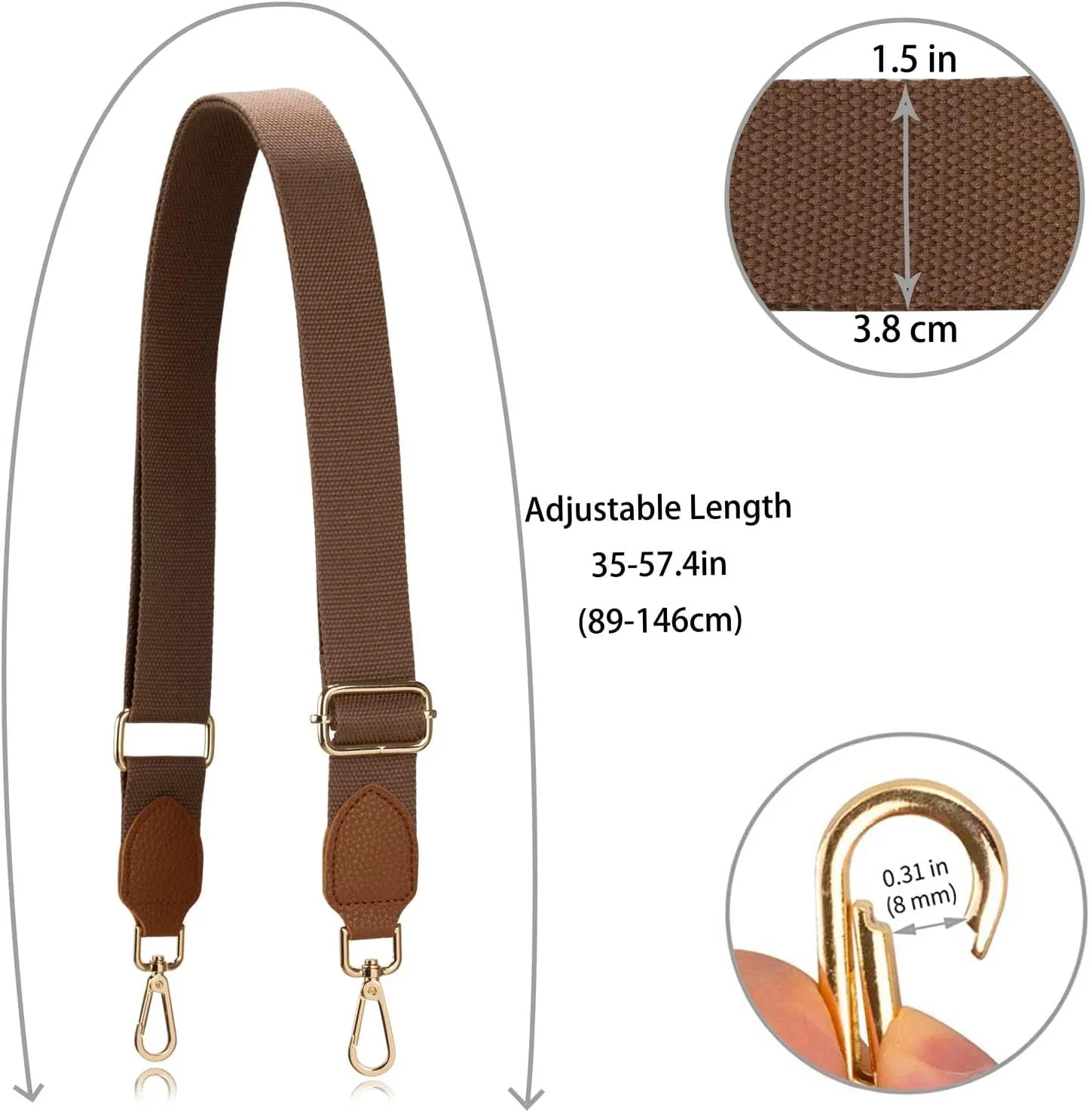 Allzedream Purse Straps Replacement Crossbody Bags Handbag Wide Canvas Leather Adjustable
