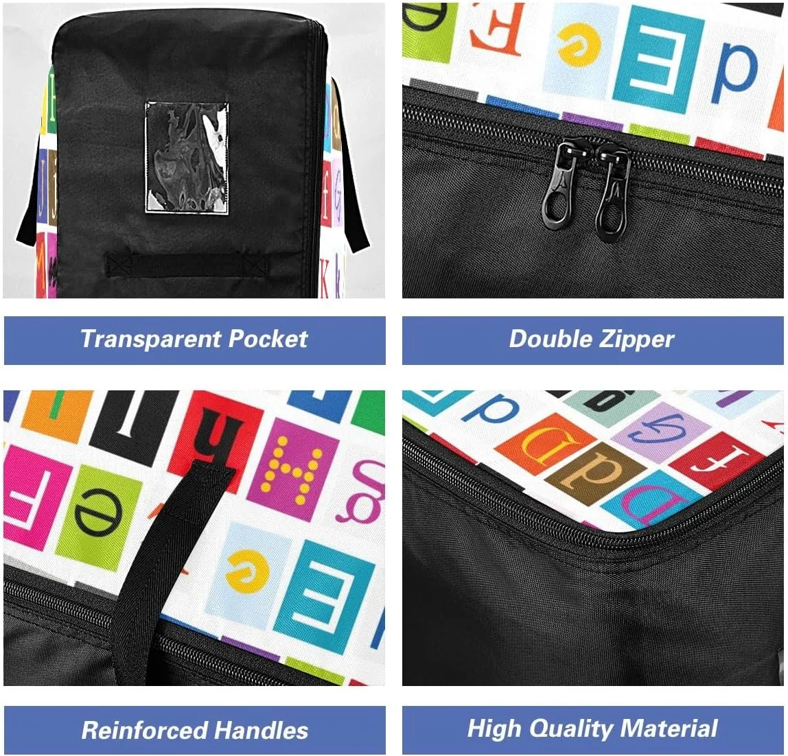 Alphabet Storage Bags, 27.5x19.7x11 In, Garment Storage Organizer Travel Cargo Duffel Bags Zippered Storage Bag for Moving