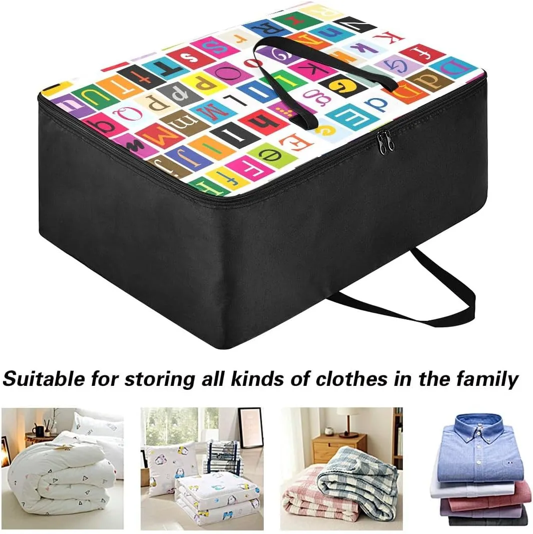 Alphabet Storage Bags, 27.5x19.7x11 In, Garment Storage Organizer Travel Cargo Duffel Bags Zippered Storage Bag for Moving
