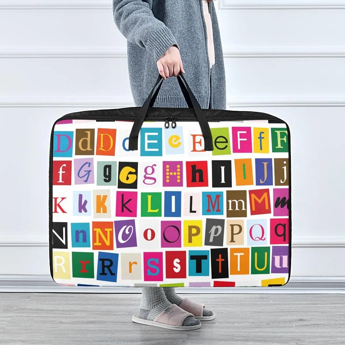 Alphabet Storage Bags, 27.5x19.7x11 In, Garment Storage Organizer Travel Cargo Duffel Bags Zippered Storage Bag for Moving