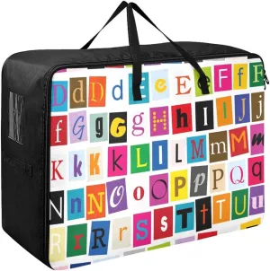 Alphabet Storage Bags, 27.5x19.7x11 In, Garment Storage Organizer Travel Cargo Duffel Bags Zippered Storage Bag for Moving