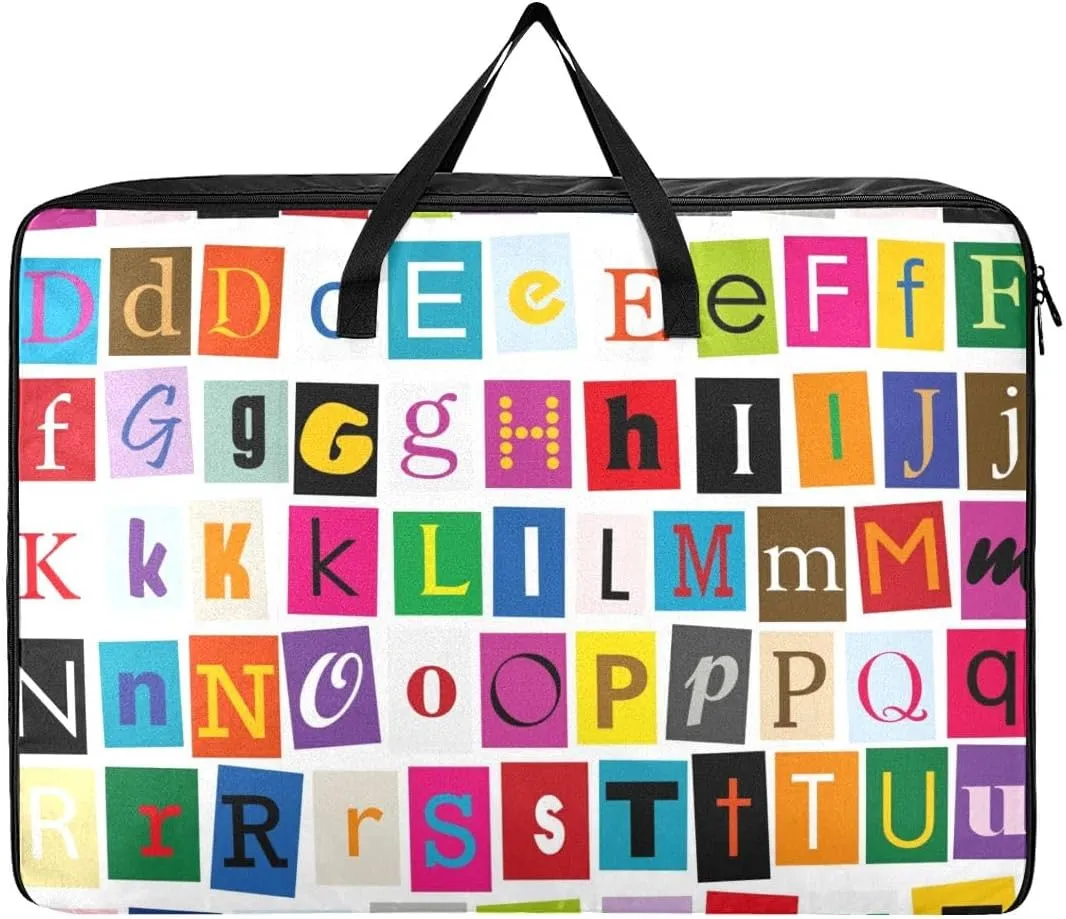 Alphabet Storage Bags, 27.5x19.7x11 In, Garment Storage Organizer Travel Cargo Duffel Bags Zippered Storage Bag for Moving