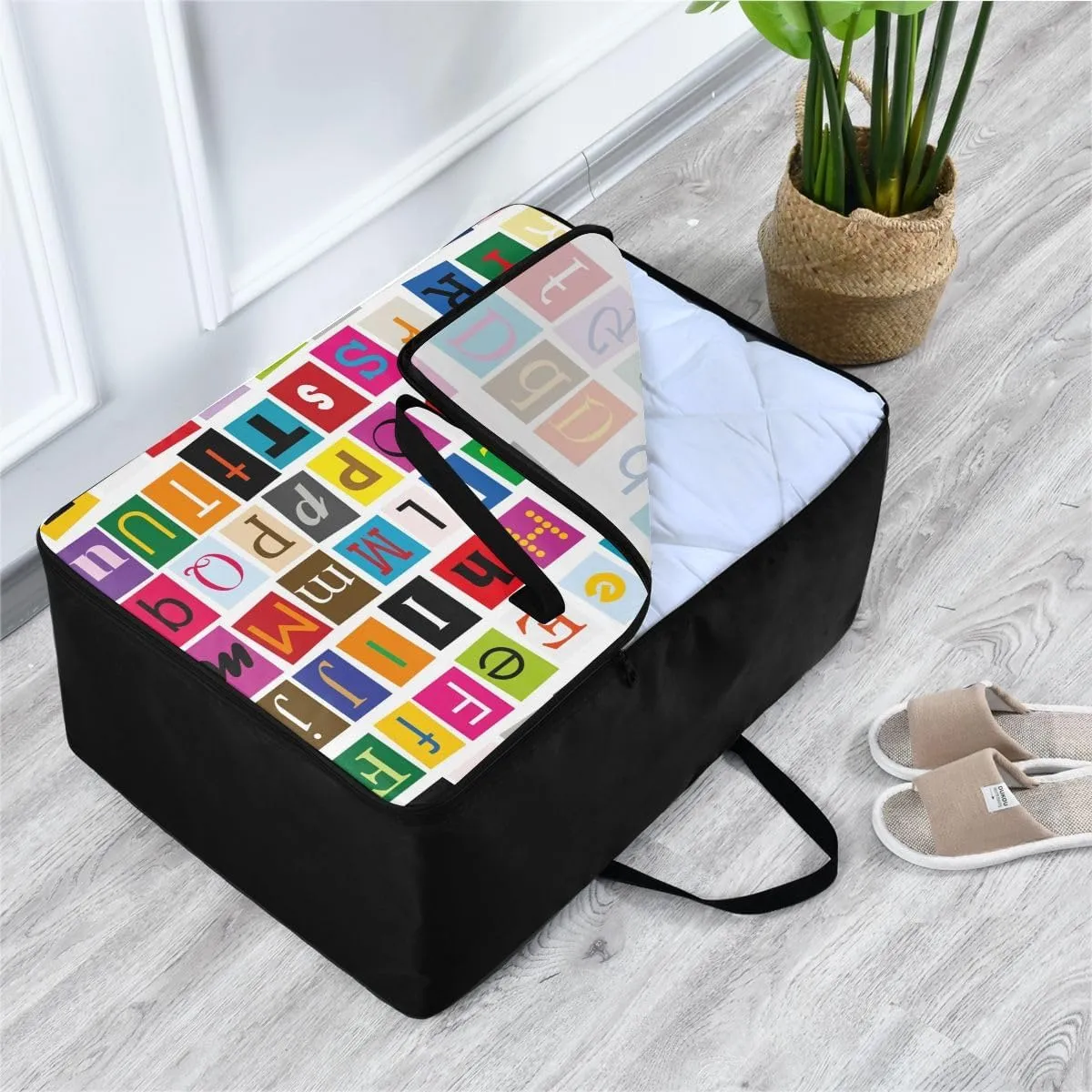 Alphabet Storage Bags, 27.5x19.7x11 In, Garment Storage Organizer Travel Cargo Duffel Bags Zippered Storage Bag for Moving