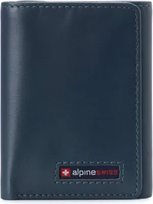 Alpine Swiss Men's Leon RFID Trifold Pocket Wallet – Genuine Leather Wallet for Men, Slim Design with ID Window & Multiple Card Slots, Classic RFID Safe Pocket Wallet in gift box