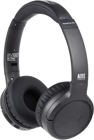 Altec Lansing Nanophones ANC Bluetooth Wireless Active Noise Cancelling Headphones On Ear Headphones 12 Hour Battery Life, Foldable Earcups, Removeable Mic for Working and Learning from Home (Grey)