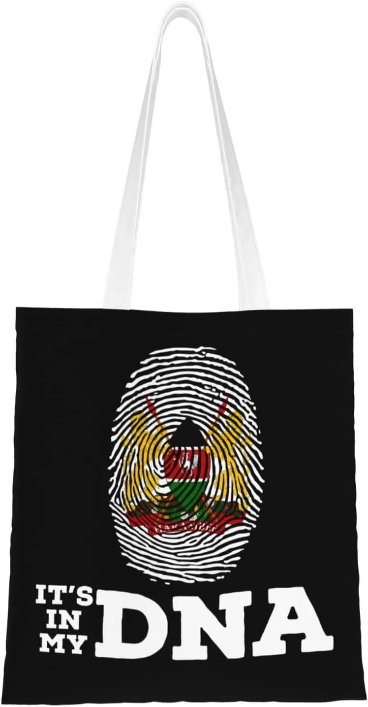 Alternate Coat of Arms of Kenya It's in My DNA Tote Bag for Women Canvas Shopping Bags Reusable Large Capacity Casual Shoulder Handbags Grocery Bags DIY Gift Bags