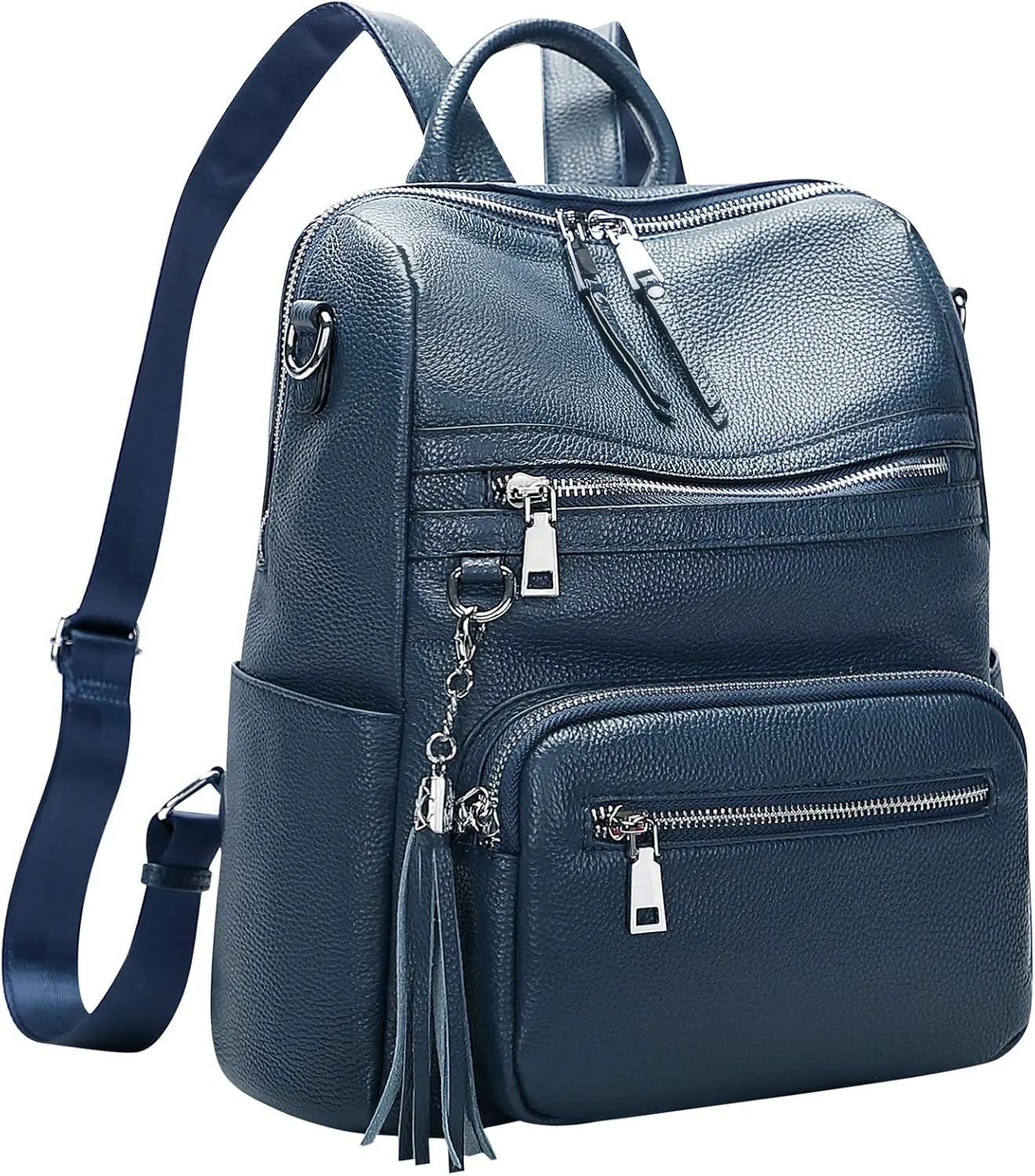 ALTOSY Genuine Leather Backpack Purse for Women Large Shoulder Bag With Laptop Compartment Multiple Pockets(S106 Indigo Blue)