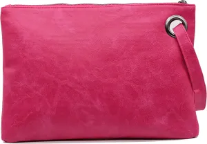 Amaze Womens Oversized Clutch Bag Large PU Leather Pouch Evening Handbags Envelope Purse with Wristlet Shoulder Lady