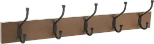 Amazon Basics Rectangular Wall-Mounted Farmhouse Coat Rack, 5 Hook, Barnwood