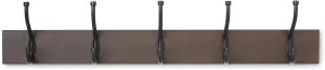 Amazon Basics Rectangular Wall-Mounted Farmhouse Metal, Coat Rack, 5 Hooks, Espresso
