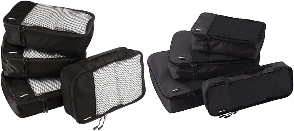 Amazon Basics Small Packing Travel Organizer Cubes - 4-Piece Set, Black