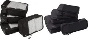 Amazon Basics Small Packing Travel Organizer Cubes - 4-Piece Set, Black