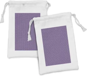 Ambesonne Abstract Geometry Fabric Pouch Set of 2, Pattern of Diagonally Arranged Violet Tone Triangular Elements, Small Drawstring Bag for Toiletries Masks and Favors, 9" x 6", Mauve and Quartz