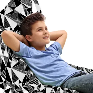 Ambesonne Abstract Lounger Chair Bag, Modern Monochrome Fractal Geometry Theme with Triangle Tiles Repeat in Rhythm, High Capacity Storage with Handle Container, Lounger Size, Black and White