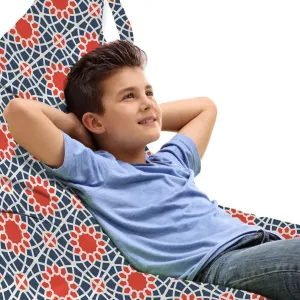Ambesonne Abstract Lounger Chair Bag, Ornamental Streaks Forming Floral Shapes Intertwined Motifs, High Capacity Storage with Handle Container, Lounger Size, Salmon Blue Grey