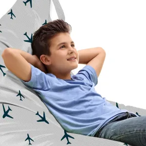 Ambesonne Airplane Lounger Chair Bag, Diagonal Stripes Travel Silhouettes Vacation Aviation, High Capacity Storage with Handle Container, Lounger Size, Petrol Blue Black White