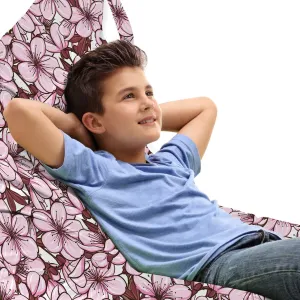 Ambesonne Almond Blossom Lounger Chair Bag, Ornamental Arrangement with Blooming Cherry Flowers Japan, High Capacity Storage with Handle Container, Lounger Size, Dried Rose Pale Pink