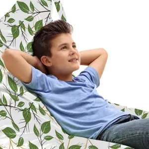 Ambesonne Aloha Lounger Chair Bag, Interpretation of Branches with Leaves Flourishing on a Plain Background, High Capacity Storage with Handle Container, Lounger Size, Brown Green Camel