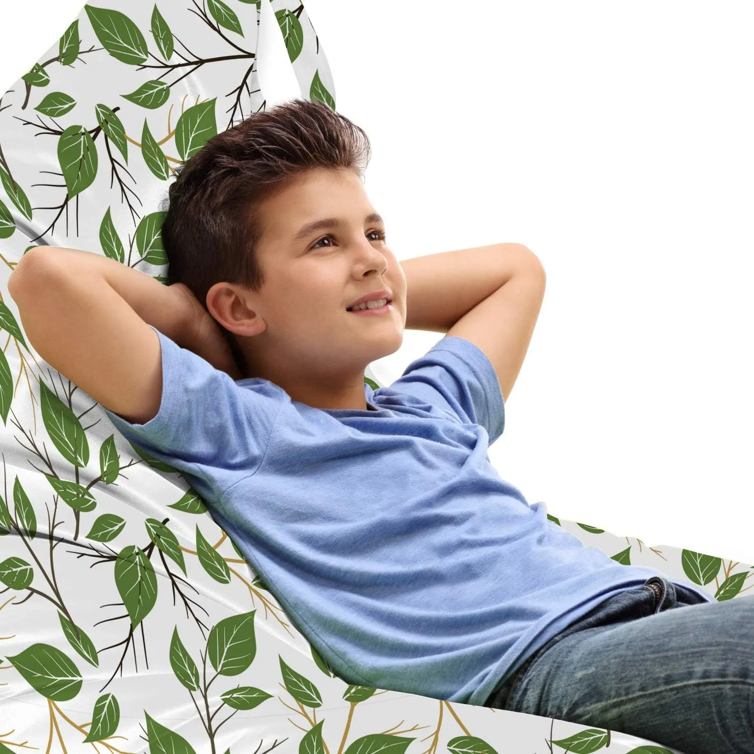 Ambesonne Aloha Lounger Chair Bag, Interpretation of Branches with Leaves Flourishing on a Plain Background, High Capacity Storage with Handle Container, Lounger Size, Brown Green Camel