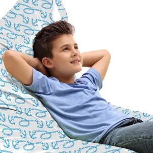 Ambesonne Anchor Lounger Chair Bag, Little Anchors with Chains Naval Loops Sailing Theme Cartoon Style Ocean Travel, High Capacity Storage with Handle Container, Lounger Size, Pale Blue White
