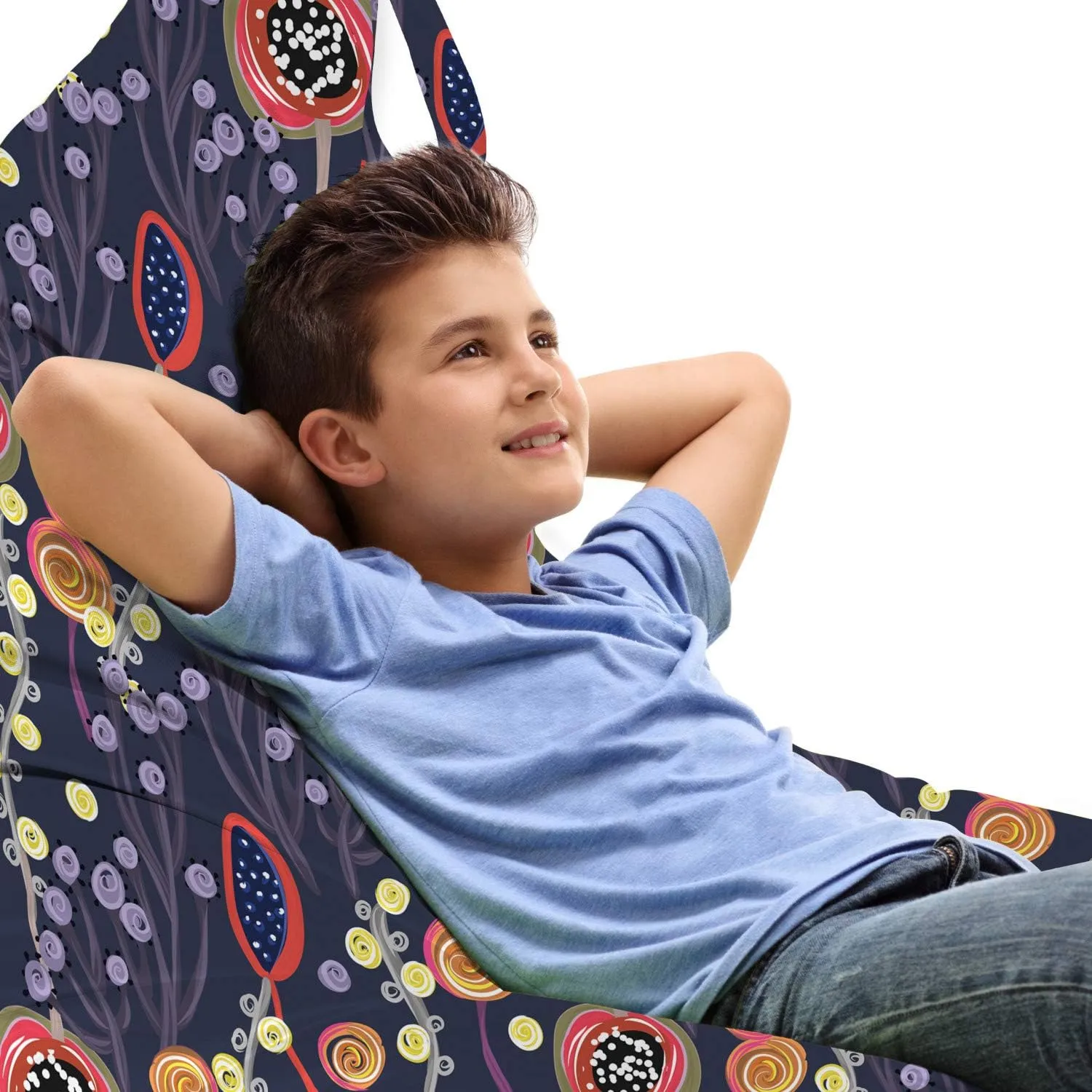 Ambesonne Botanical Lounger Chair Bag, Colorful Exotic Jungle Night Interpretation, High Capacity Storage with Handle Container, Lounger Size, Quartz Salmon