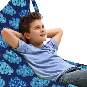 Ambesonne Clouds Lounger Chair Bag, Monochrome Cloudscape with Rain Droplets Gloomy Weather, High Capacity Storage with Handle Container, Lounger Size, Indigo Sky Blue