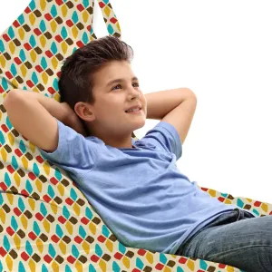 Ambesonne Colorful Lounger Chair Bag, Ornamental Abstract Shapes with Lively Colors Weathered Looking Vintage Style Tile, High Capacity Storage with Handle Container, Lounger Size, Multicolor