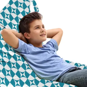 Ambesonne Crazy Art Lounger Chair Bag, Diagonal Circles in Squares Interpretation Graphical Abstract Design, High Capacity Storage with Handle Container, Lounger Size, Sea Blue and White
