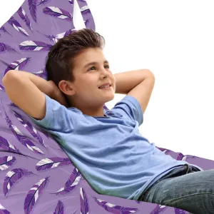 Ambesonne Dark Purple Lounger Chair Bag, Delicate Feathers Interpretation on Plain Background, High Capacity Storage with Handle Container, Lounger Size, Lavender Fuchsia