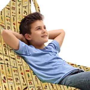 Ambesonne Egyptian Print Lounger Chair Bag, Colorful Hieroglyphics on Papyrus Old Paper Style Background Cairo Culture, High Capacity Storage with Handle Container, Lounger Size, Multicolor