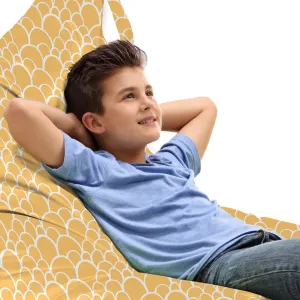 Ambesonne Fish Scale Lounger Chair Bag, Reptile Lizard Skin Pattern with Loops Exotic Animal Print Modern Design, High Capacity Storage with Handle Container, Lounger Size, Mustard and White