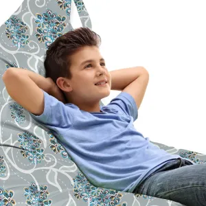 Ambesonne Floral Lounger Chair Bag, Swirls Daisy Flower Bouquets Beauty Exquisite Flourishing Nature Essence, High Capacity Storage with Handle Container, Lounger Size, Sky Blue Grey Apricot
