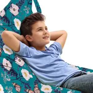 Ambesonne Floral Lounger Chair Bag, Vibrant Selective Color Palette Floral Pattern Butterflies Petals, High Capacity Storage with Handle Container, Lounger Size, Multicolor