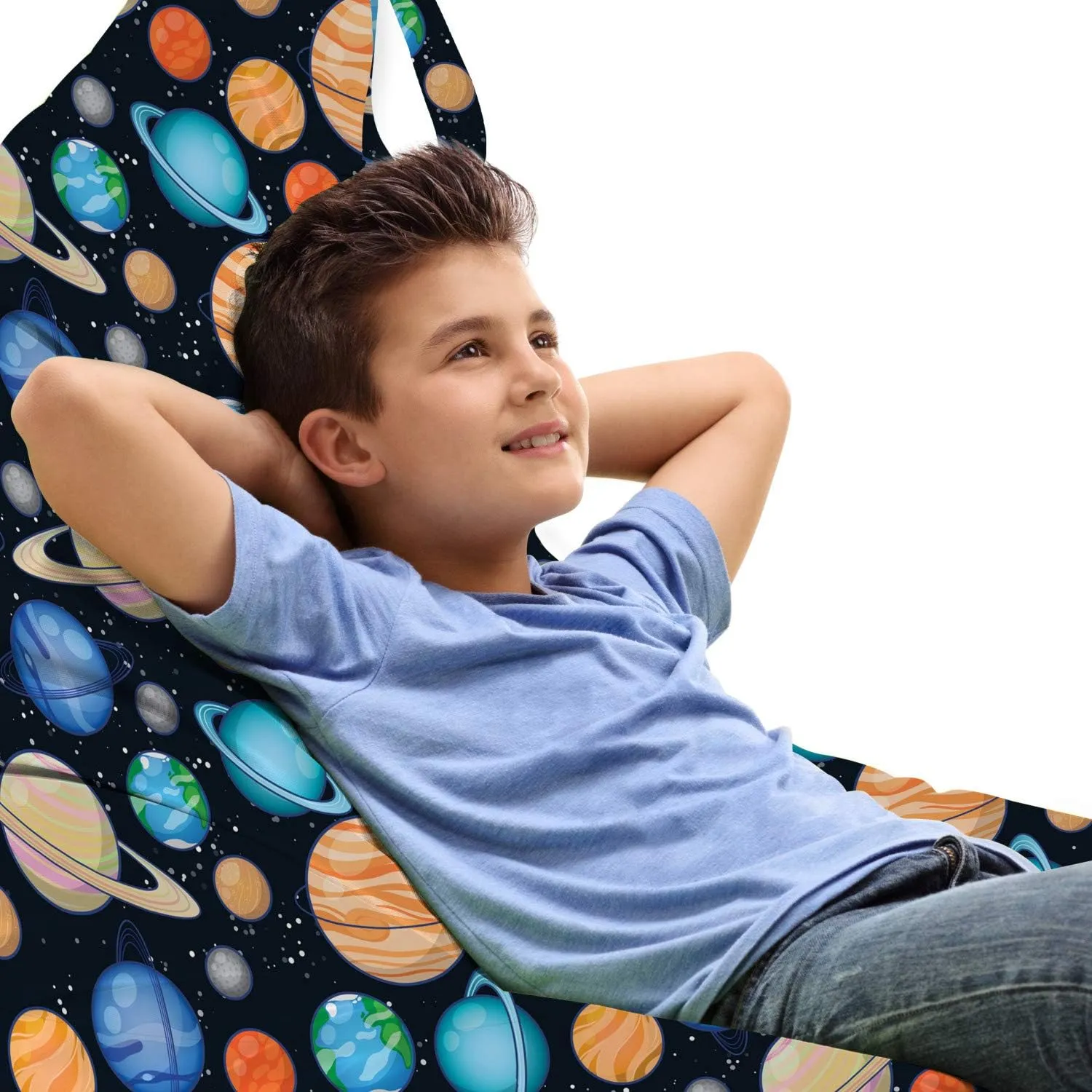 Ambesonne Galaxy Lounger Chair Bag, Galaxy Space Art Solar System Planets Mars Mercury Uranus Jupiter Venus Print, High Capacity Storage with Handle Container, Lounger Size, Multicolor