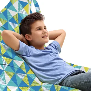 Ambesonne Geometric Lounger Chair Bag, Abstract Interpretation of Square Inner Dots and Lines Rectangle Hipster, High Capacity Storage with Handle Container, Lounger Size, Yellow Turquoise